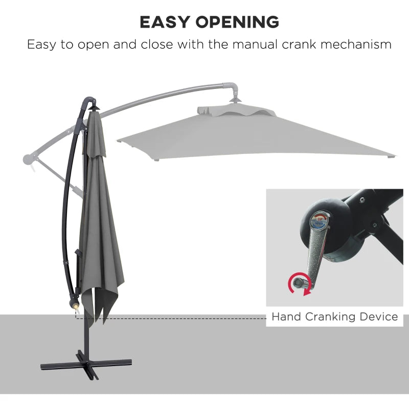 Image of a dark grey rectangular cantilever garden parasol