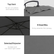 Image of a dark grey rectangular cantilever garden parasol