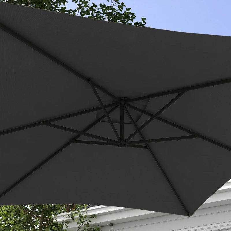 Image of a dark grey rectangular cantilever garden parasol