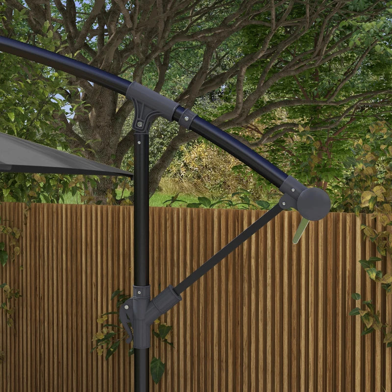 Image of a dark grey rectangular cantilever garden parasol