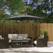 Image of a dark grey rectangular cantilever garden parasol
