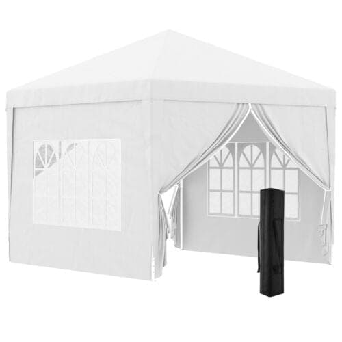 Image of an Outsunny 3x3 Pop Up Gazebo With Sides, White