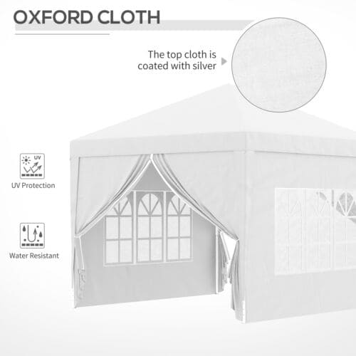 Image of an Outsunny 3x3 Pop Up Gazebo With Sides, White