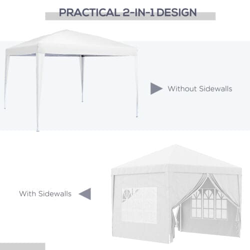 Image of an Outsunny 3x3 Pop Up Gazebo With Sides, White