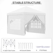 Image of an Outsunny 3x3 Pop Up Gazebo With Sides, White