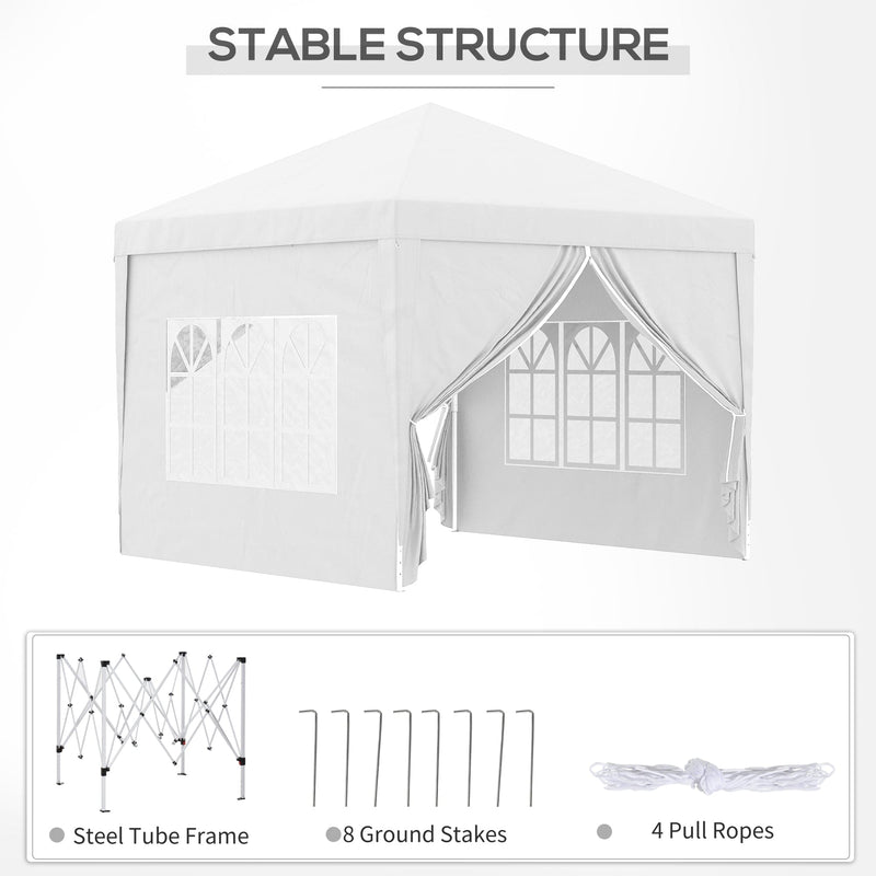 Image of an Outsunny 3x3 Pop Up Gazebo With Sides, White