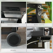 Image of a 4 Burner Gas BBQ With Side Burner, Galvanised Steel, Black