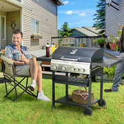 Image of a 4 Burner Gas BBQ With Side Burner, Galvanised Steel, Black