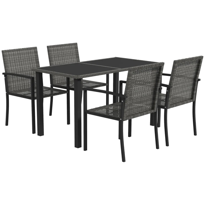 Image of an Outsunny 4 Seat Patio Dining Set, Grey