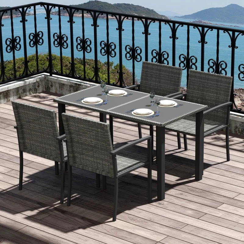 Image of an Outsunny 4 Seat Patio Dining Set, Grey