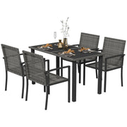 Image of an Outsunny 4 Seat Patio Dining Set, Grey