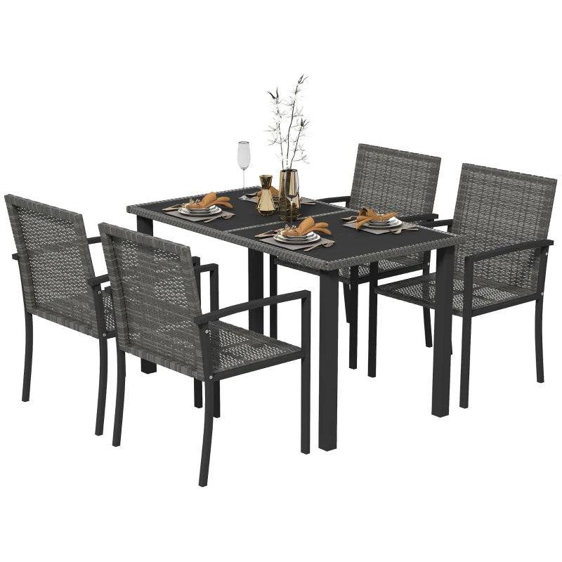 Image of an Outsunny 4 Seat Patio Dining Set, Grey