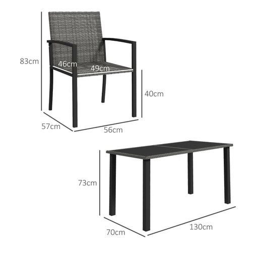 Image of an Outsunny 4 Seat Patio Dining Set, Grey