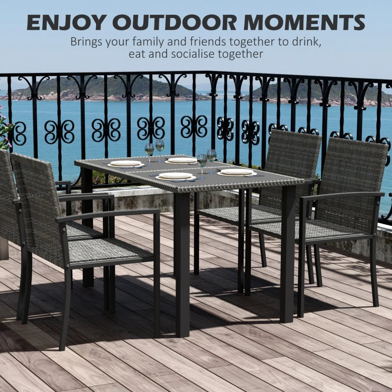 Image of an Outsunny 4 Seat Patio Dining Set, Grey