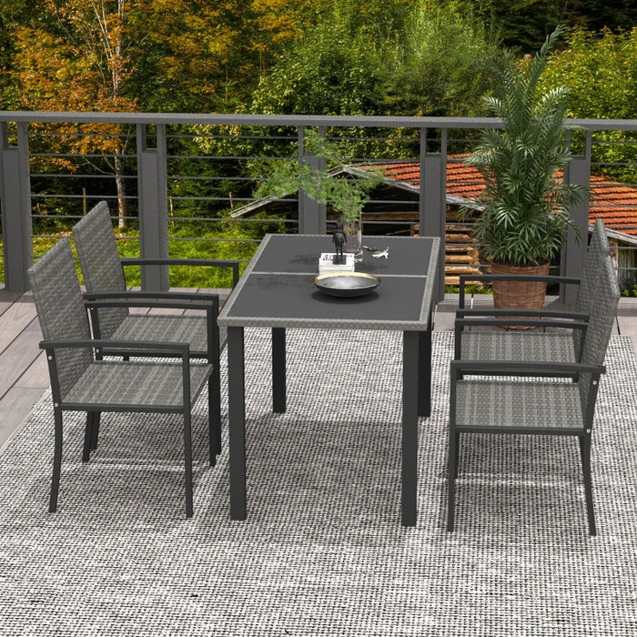 Image of an Outsunny 4 Seat Patio Dining Set, Grey