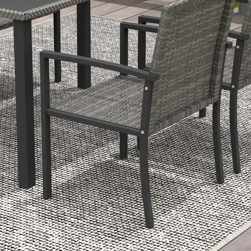 Image of an Outsunny 4 Seat Patio Dining Set, Grey