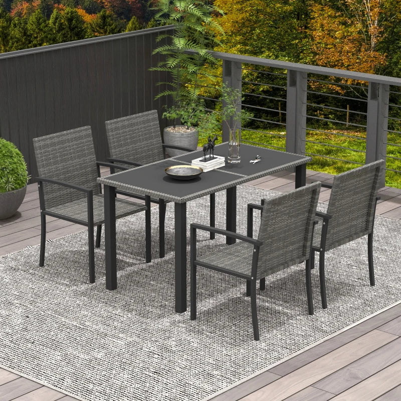 Image of an Outsunny 4 Seat Patio Dining Set, Grey