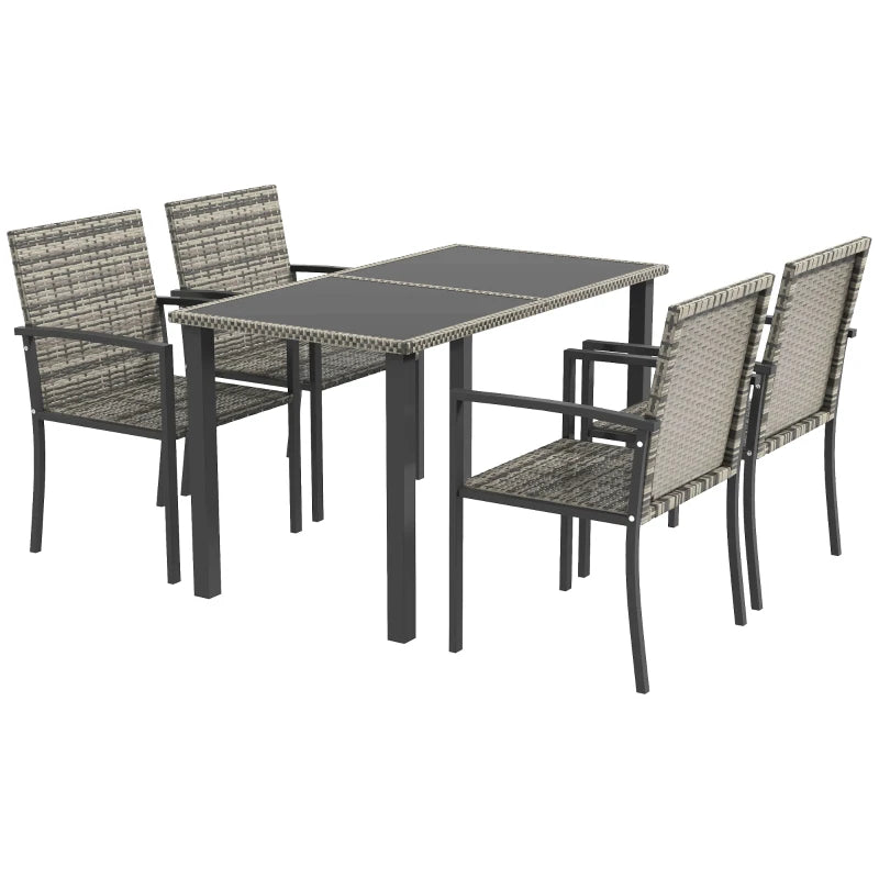 Image of an Outsunny 4 Seat Patio Dining Set, Mixed Grey