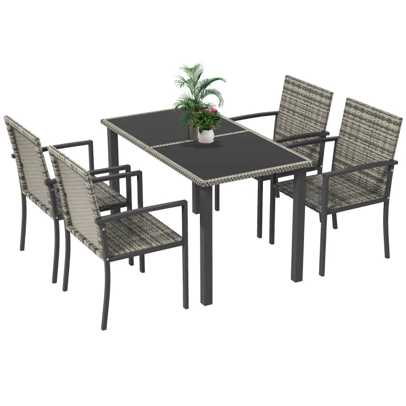 Image of an Outsunny 4 Seat Patio Dining Set, Mixed Grey