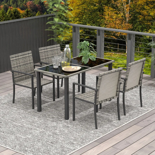 Image of an Outsunny 4 Seat Patio Dining Set, Mixed Grey