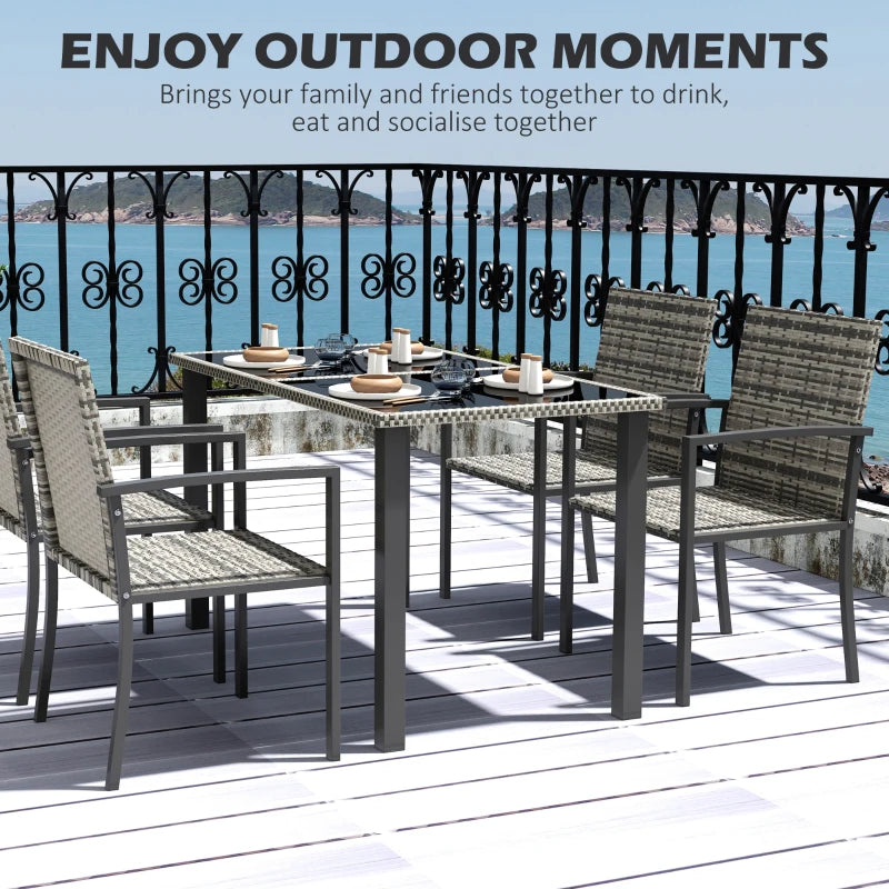 Image of an Outsunny 4 Seat Patio Dining Set, Mixed Grey