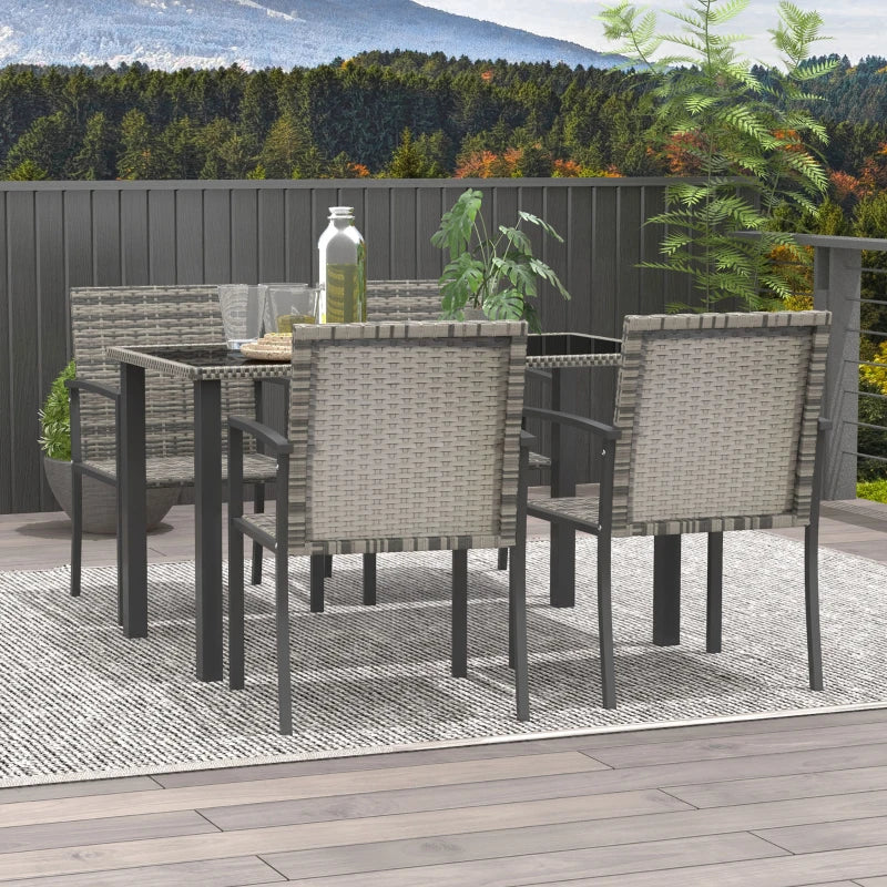Image of an Outsunny 4 Seat Patio Dining Set, Mixed Grey