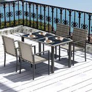 Image of an Outsunny 4 Seat Patio Dining Set, Mixed Grey