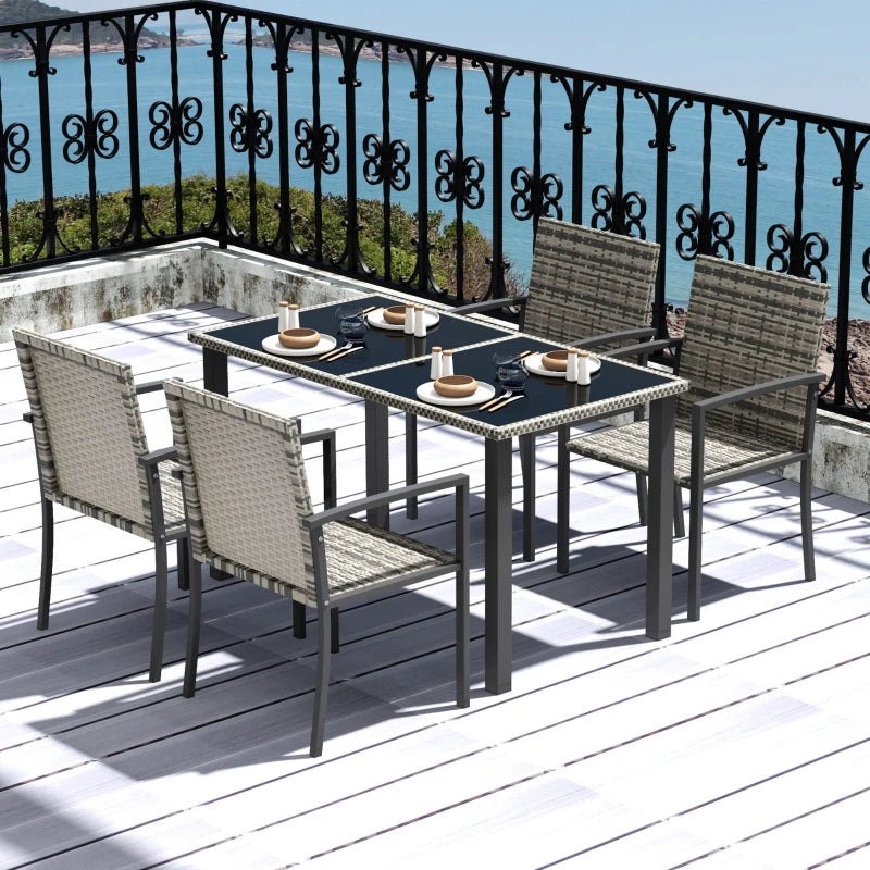 Image of an Outsunny 4 Seat Patio Dining Set, Mixed Grey
