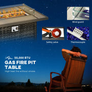Image of a Rattan Patio Furniture Set With Fire Pit Table, Grey