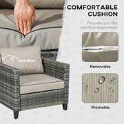 Image of a Rattan Patio Furniture Set With Fire Pit Table, Grey