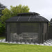 Image of a 4m x 3m Aluminium Polycarbonate Double Top Hard Roof Gazebo With Curtains and Mesh Nettings Black