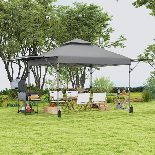 Image of Outsunny 5m x 3m Pop Up Gazebo with Extending Dual Awnings, Grey