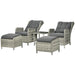 Image of a 5pc Mixed Grey Rattan Reclining Garden Chairs Set 