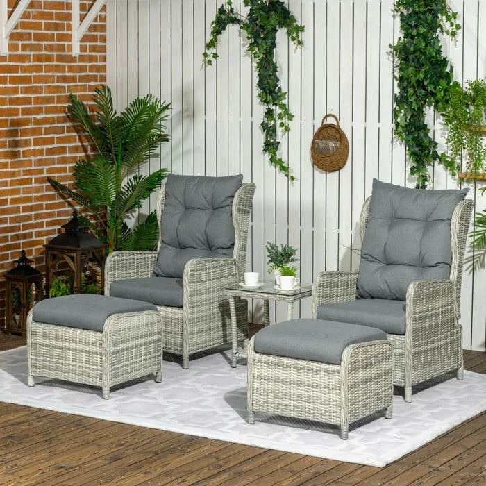 Image of a 5pc Mixed Grey Rattan Reclining Garden Chairs Set 