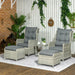 Image of a 5pc Mixed Grey Rattan Reclining Garden Chairs Set 