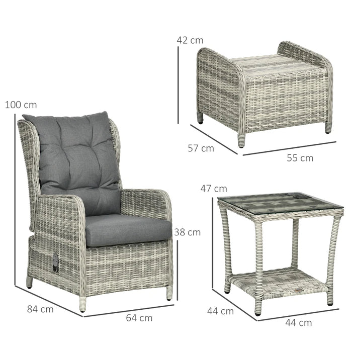 Image of a 5pc Mixed Grey Rattan Reclining Garden Chairs Set 