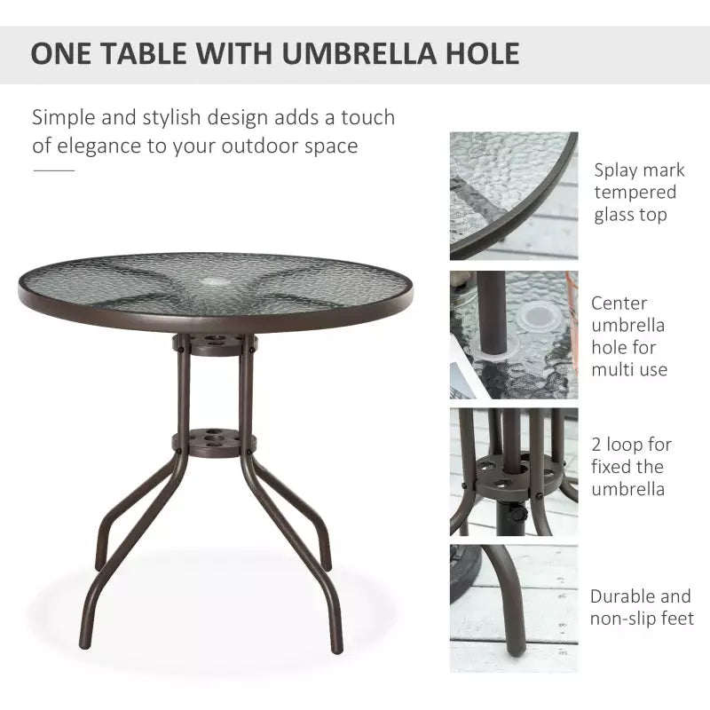 4 Seater Garden Dining Set with Parasol, Grey Outsunny