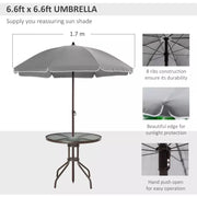 4 Seater Garden Dining Set with Parasol, Grey Outsunny