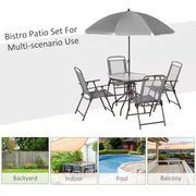 4 Seater Garden Dining Set with Parasol, Grey Outsunny