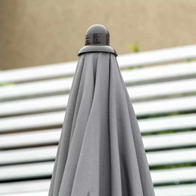 4 Seater Garden Dining Set with Parasol, Grey Outsunny