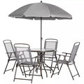 4 Seater Garden Dining Set with Parasol, Grey Outsunny