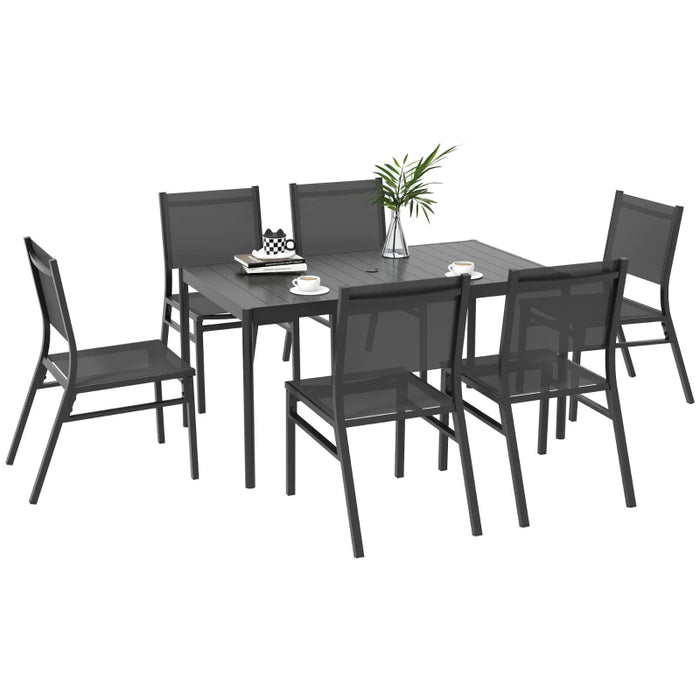 Image of an Outsunny 6 Seat Outdoor Dining Set, Dark Grey