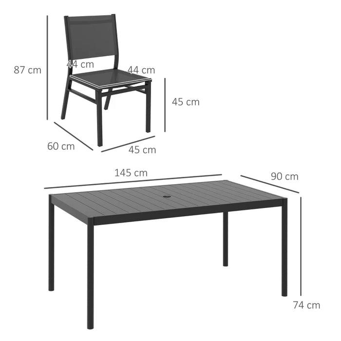 Image of an Outsunny 6 Seat Outdoor Dining Set, Dark Grey