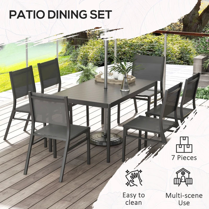 Image of an Outsunny 6 Seat Outdoor Dining Set, Dark Grey