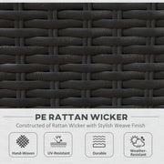 Image of an Outsunny 6 Seat Rattan Sofa With Table, Black With Beige Cushions