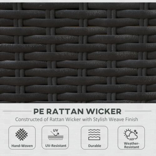 Image of an Outsunny 6 Seat Rattan Sofa With Table, Black With Beige Cushions