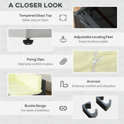 Image of an Outsunny 6 Seat Rattan Sofa With Table, Black With Beige Cushions