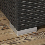 Image of an Outsunny 6 Seat Rattan Sofa With Table, Black With Beige Cushions