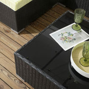 Image of an Outsunny 6 Seat Rattan Sofa With Table, Black With Beige Cushions