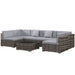 Image of an Outsunny 6 Seat Rattan Sofa With Table, Mixed Grey With Grey Cushions